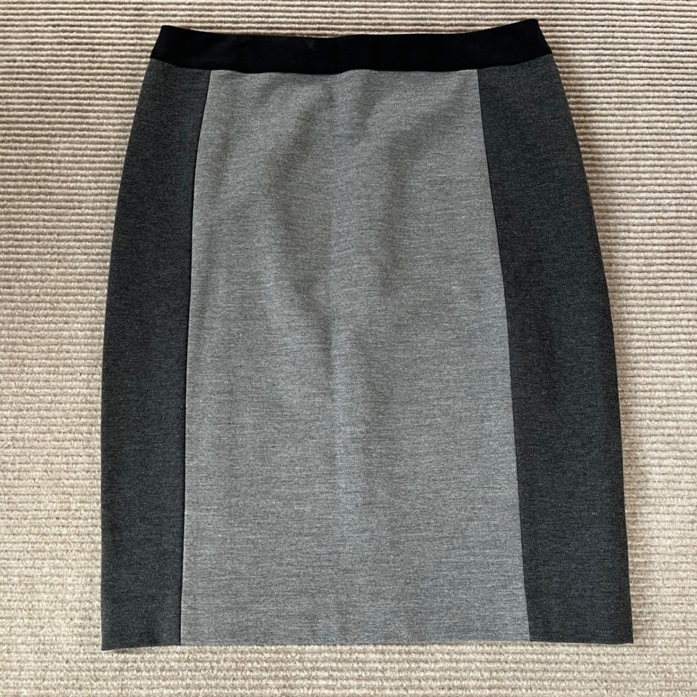 Ann Taylor Women Gray Black Colorblock Ponte Pencil Skirt Size 8 Business Work